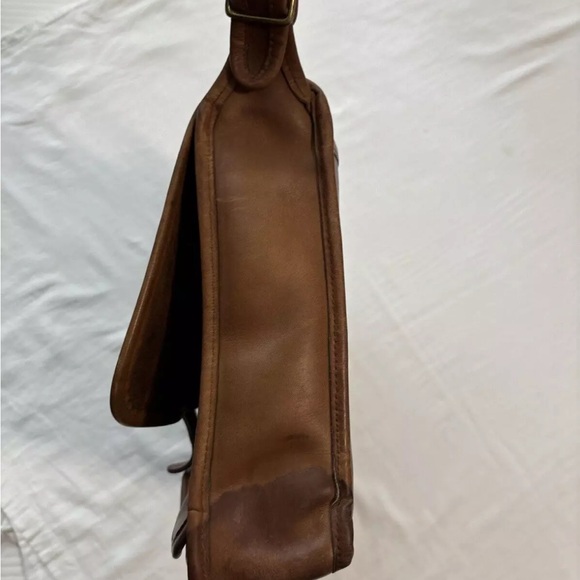 COACH VTG 1980's BRITISH TAN LEATHER MESSENGER BRIEFCASE SATCHEL NYC 688-0927 - Picture 7 of 12